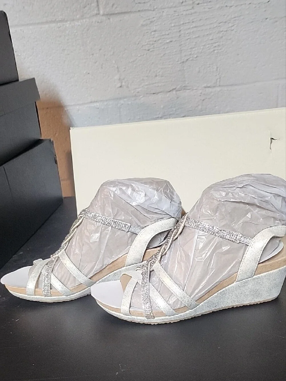 Life Stride Miami Silver Met Braided Dress Sandals